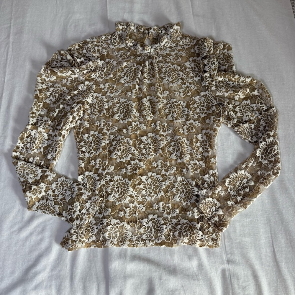 Dolan Brown and White Floral Blouse